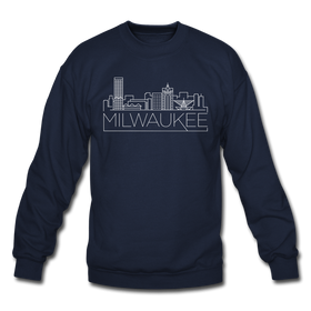 Milwaukee, Wisconsin Sweatshirt - Skyline Milwaukee Crewneck Sweatshirt - navy