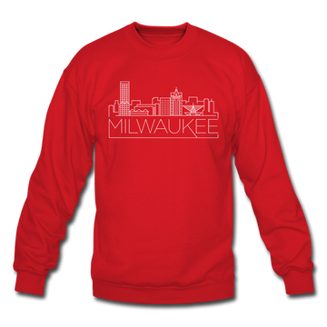 Milwaukee, Wisconsin Sweatshirt - Skyline Milwaukee Crewneck Sweatshirt - red