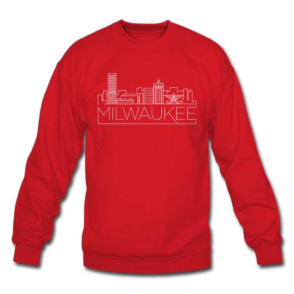 Milwaukee, Wisconsin Sweatshirt - Skyline Milwaukee Crewneck Sweatshirt - red
