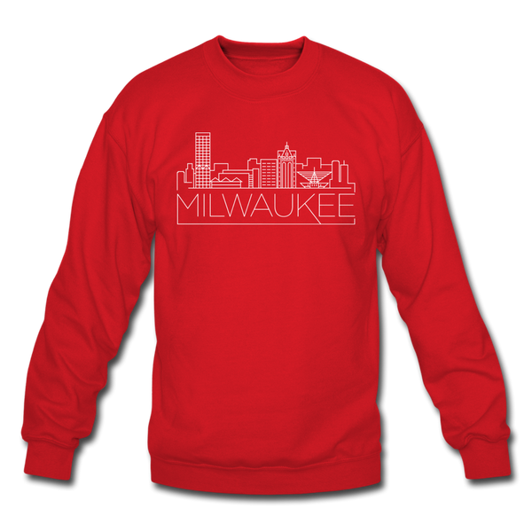 Milwaukee, Wisconsin Sweatshirt - Skyline Milwaukee Crewneck Sweatshirt - red