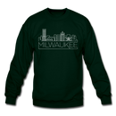 Milwaukee, Wisconsin Sweatshirt - Skyline Milwaukee Crewneck Sweatshirt - forest green