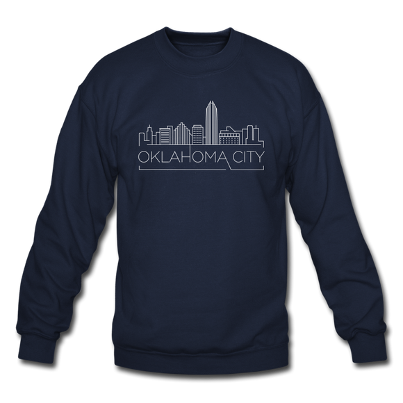 Oklahoma City, Oklahoma Sweatshirt - Skyline Oklahoma City Crewneck Sweatshirt - navy