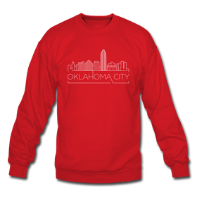 Oklahoma City, Oklahoma Sweatshirt - Skyline Oklahoma City Crewneck Sweatshirt - red