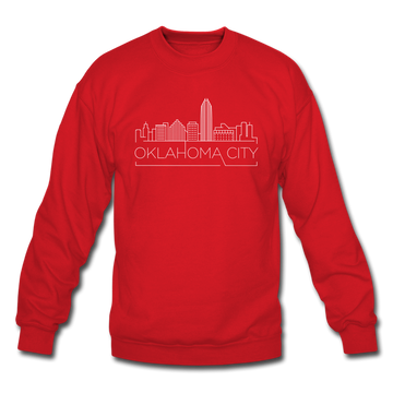 Oklahoma City, Oklahoma Sweatshirt - Skyline Oklahoma City Crewneck Sweatshirt - red