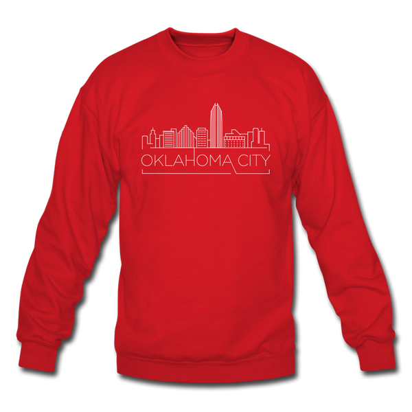 Oklahoma City, Oklahoma Sweatshirt - Skyline Oklahoma City Crewneck Sweatshirt - red