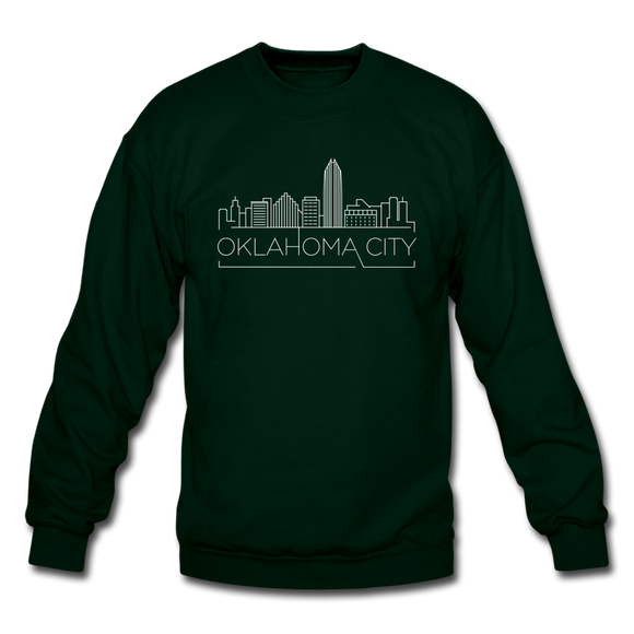 Oklahoma City, Oklahoma Sweatshirt - Skyline Oklahoma City Crewneck Sweatshirt - forest green