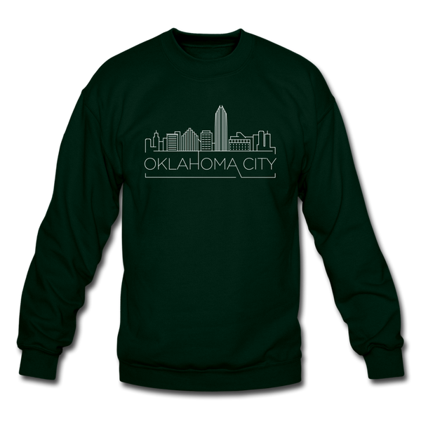 Oklahoma City, Oklahoma Sweatshirt - Skyline Oklahoma City Crewneck Sweatshirt - forest green