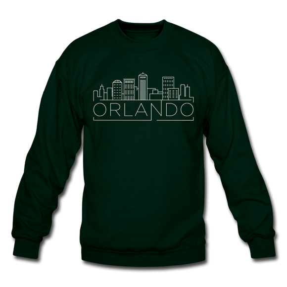 Orlando, Florida Sweatshirt - Skyline Orlando Crewneck Sweatshirt - forest green