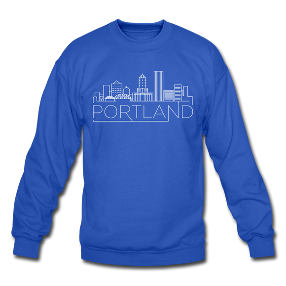 Portland, Oregon Sweatshirt - Skyline Portland Crewneck Sweatshirt - royal blue