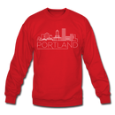 Portland, Oregon Sweatshirt - Skyline Portland Crewneck Sweatshirt - red