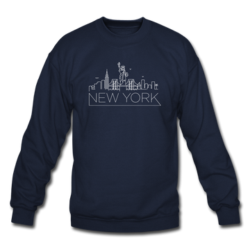 New York Sweatshirt - Skyline New York Crewneck Sweatshirt - navy