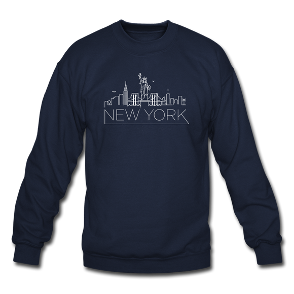 New York Sweatshirt - Skyline New York Crewneck Sweatshirt - navy