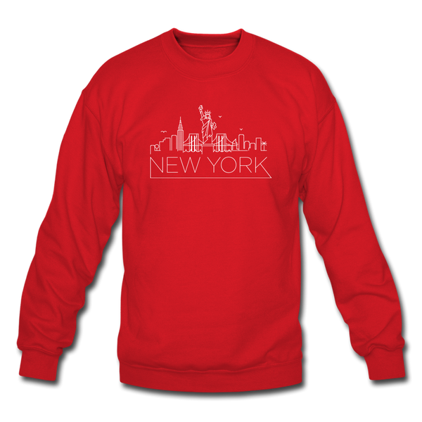New York Sweatshirt - Skyline New York Crewneck Sweatshirt - red