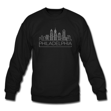 Philadelphia, Pennsylvania Sweatshirt - Skyline Philadelphia Crewneck Sweatshirt - black