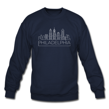 Philadelphia, Pennsylvania Sweatshirt - Skyline Philadelphia Crewneck Sweatshirt - navy