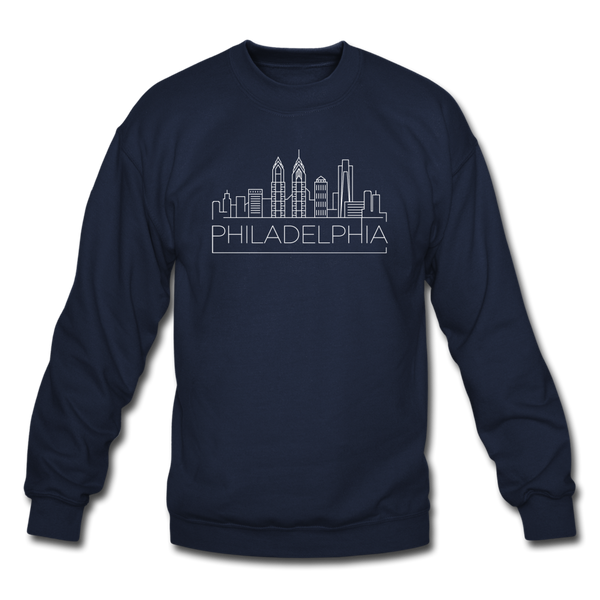 Philadelphia, Pennsylvania Sweatshirt - Skyline Philadelphia Crewneck Sweatshirt - navy