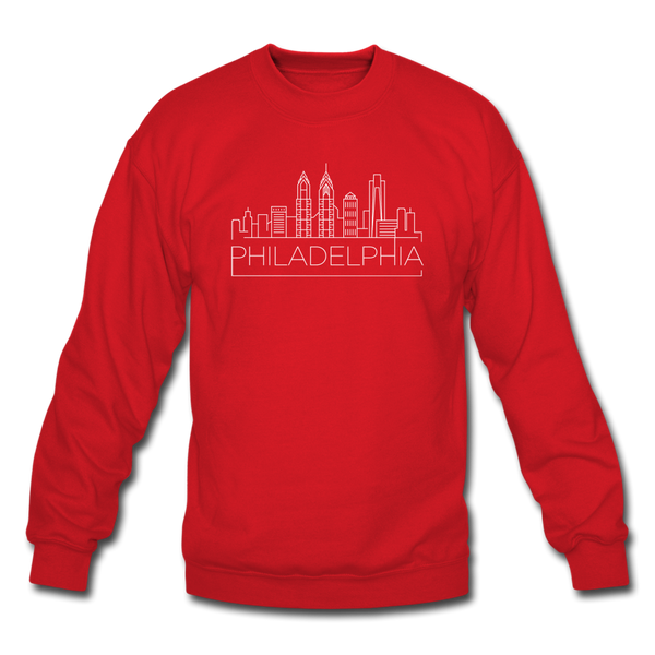 Philadelphia, Pennsylvania Sweatshirt - Skyline Philadelphia Crewneck Sweatshirt - red