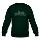 Philadelphia, Pennsylvania Sweatshirt - Skyline Philadelphia Crewneck Sweatshirt - forest green
