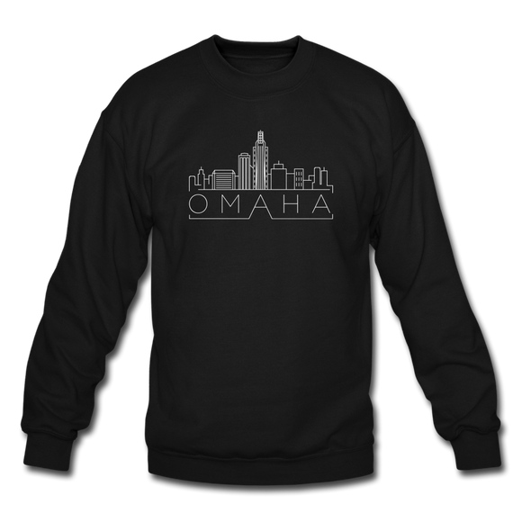 Omaha, Nebraska Sweatshirt - Skyline Omaha Crewneck Sweatshirt - black