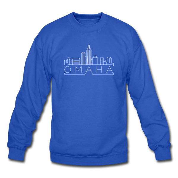 Omaha, Nebraska Sweatshirt - Skyline Omaha Crewneck Sweatshirt - royal blue