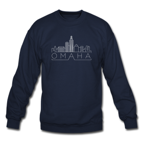 Omaha, Nebraska Sweatshirt - Skyline Omaha Crewneck Sweatshirt - navy