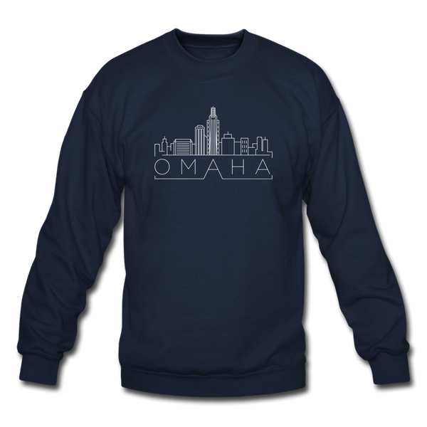 Omaha, Nebraska Sweatshirt - Skyline Omaha Crewneck Sweatshirt - navy