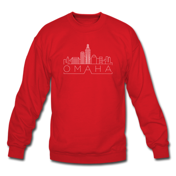 Omaha, Nebraska Sweatshirt - Skyline Omaha Crewneck Sweatshirt - red
