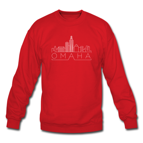 Omaha, Nebraska Sweatshirt - Skyline Omaha Crewneck Sweatshirt - red