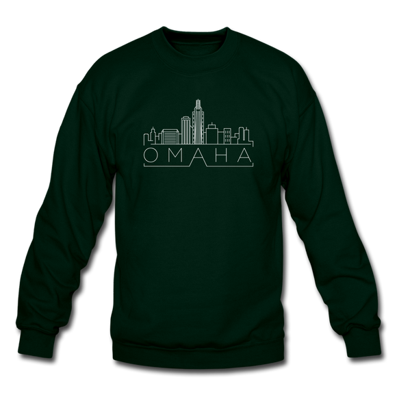 Omaha, Nebraska Sweatshirt - Skyline Omaha Crewneck Sweatshirt - forest green