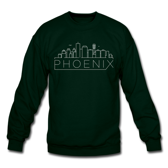 Phoenix, Arizona Sweatshirt - Skyline Phoenix Crewneck Sweatshirt - forest green