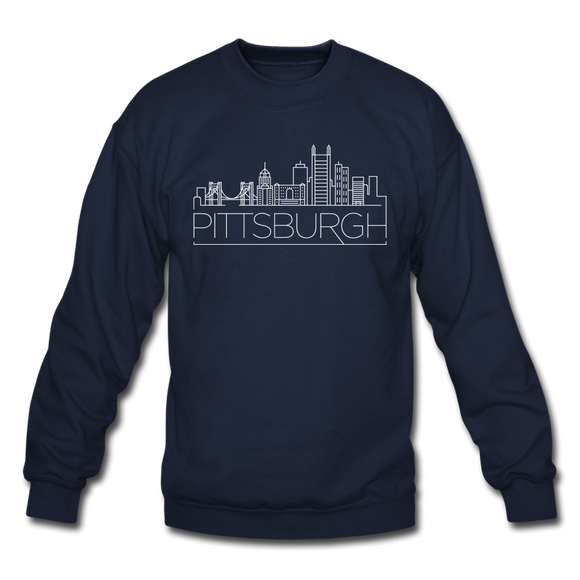 Pittsburgh, Pennsylvania Sweatshirt - Skyline Pittsburgh Crewneck Sweatshirt - navy