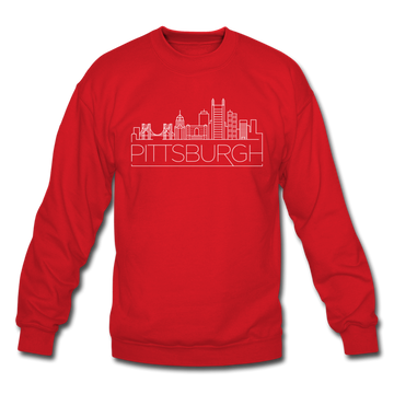 Pittsburgh, Pennsylvania Sweatshirt - Skyline Pittsburgh Crewneck Sweatshirt - red
