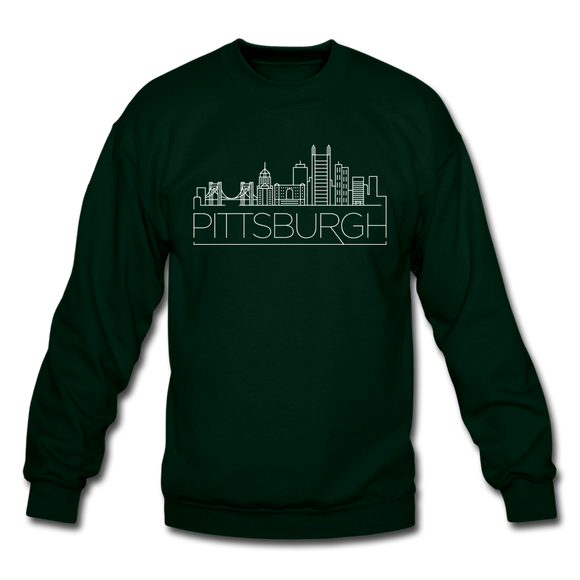 Pittsburgh, Pennsylvania Sweatshirt - Skyline Pittsburgh Crewneck Sweatshirt - forest green