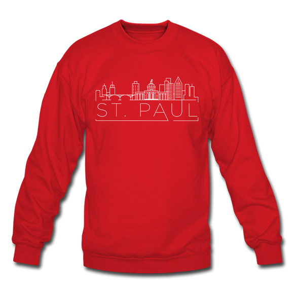 Saint Paul, Minnesota Sweatshirt - Skyline Saint Paul Crewneck Sweatshirt - red