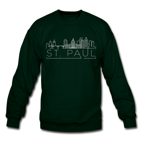 Saint Paul, Minnesota Sweatshirt - Skyline Saint Paul Crewneck Sweatshirt - forest green
