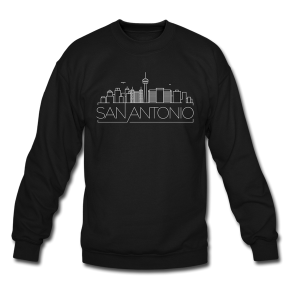 San Antonio, Texas Sweatshirt - Skyline San Antonio Crewneck Sweatshirt - black