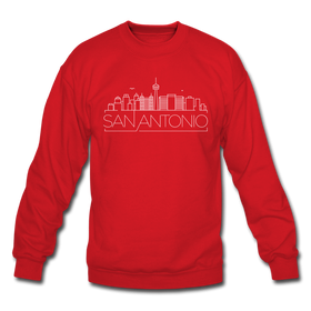 San Antonio, Texas Sweatshirt - Skyline San Antonio Crewneck Sweatshirt - red