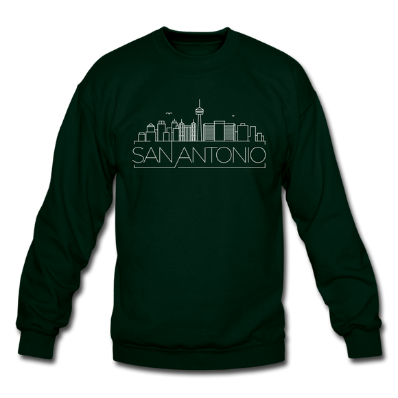 San Antonio, Texas Sweatshirt - Skyline San Antonio Crewneck Sweatshirt - forest green
