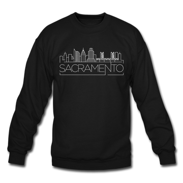 Sacramento, California Sweatshirt - Skyline Sacramento Crewneck Sweatshirt - black