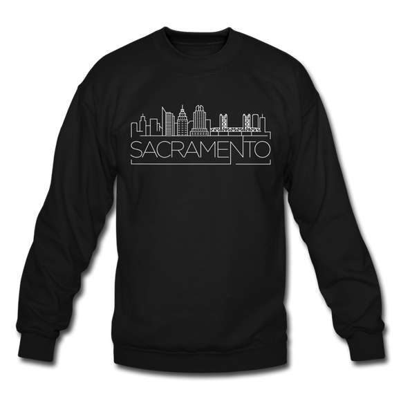 Sacramento, California Sweatshirt - Skyline Sacramento Crewneck Sweatshirt - black