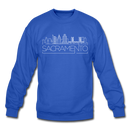 Sacramento, California Sweatshirt - Skyline Sacramento Crewneck Sweatshirt - royal blue