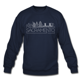Sacramento, California Sweatshirt - Skyline Sacramento Crewneck Sweatshirt - navy