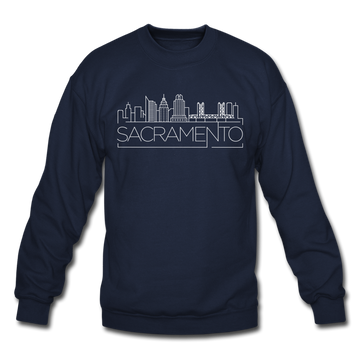 Sacramento, California Sweatshirt - Skyline Sacramento Crewneck Sweatshirt - navy