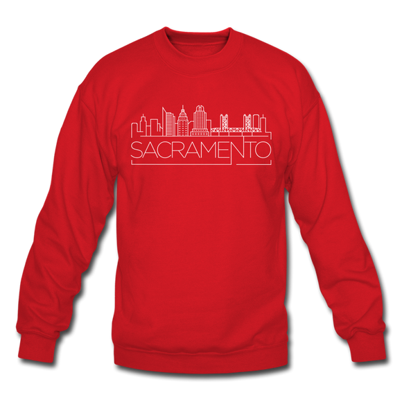 Sacramento, California Sweatshirt - Skyline Sacramento Crewneck Sweatshirt - red