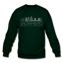 Sacramento, California Sweatshirt - Skyline Sacramento Crewneck Sweatshirt - forest green