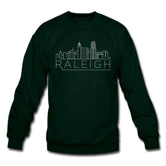 Raleigh, North Carolina Sweatshirt - Skyline Raleigh Crewneck Sweatshirt - forest green