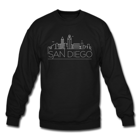 San Diego, California Sweatshirt - Skyline San Diego Crewneck Sweatshirt - black