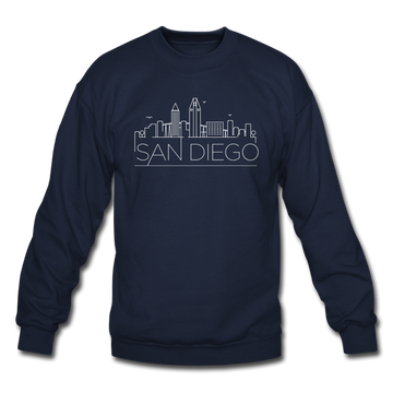 San Diego, California Sweatshirt - Skyline San Diego Crewneck Sweatshirt - navy