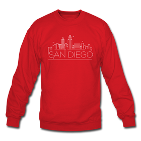 San Diego, California Sweatshirt - Skyline San Diego Crewneck Sweatshirt - red