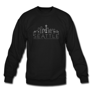 Seattle, Washington Sweatshirt - Skyline Seattle Crewneck Sweatshirt - black